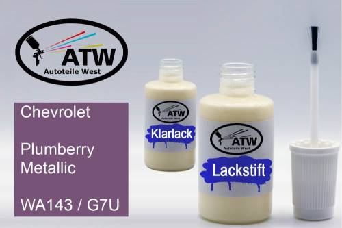 Chevrolet, Plumberry Metallic, WA143 / G7U: 20ml Lackstift + 20ml Klarlack - Set, von ATW Autoteile West.